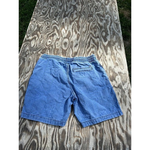 Tommy Hilfiger Denim Shorts Mens Small Patchwork Patch‎ Blue Pockets Retro Hip - Picture 6 of 8